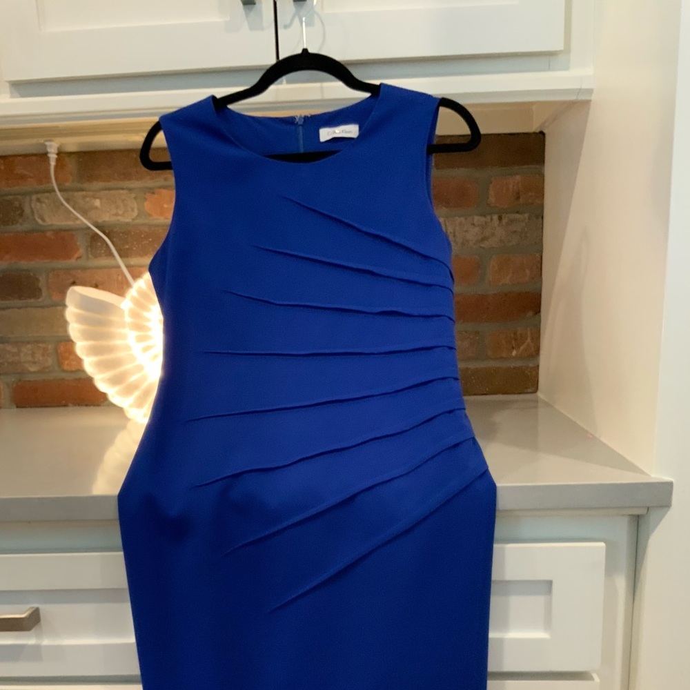 Size 4P Calvin Klein blue sheath dress